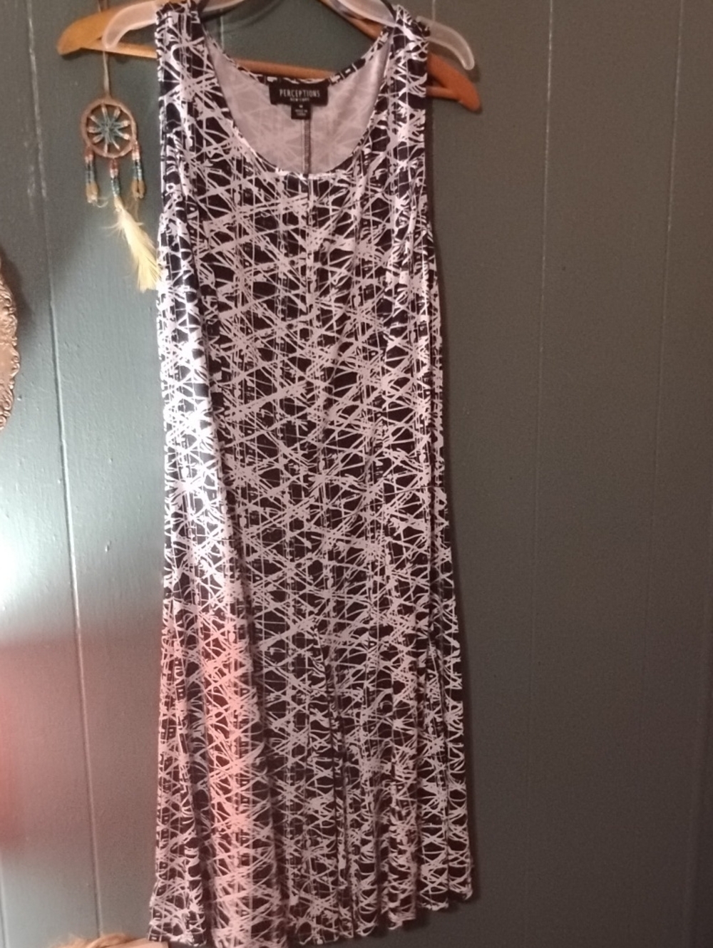Perceptions Black and White Abstract Sleeveless Maxi Dress